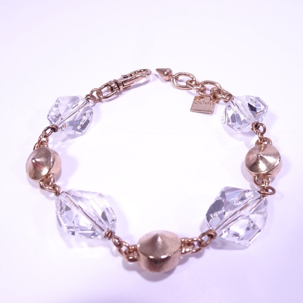 EDEN Women's Lucite and Gold Stone Link Bracelet NWOT 128